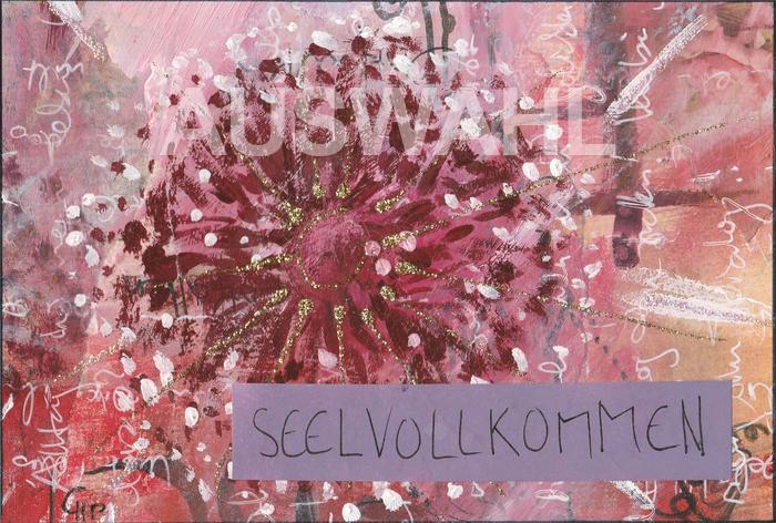 farbig gestaltete Karte mit dem Wort Seelenvollkommen