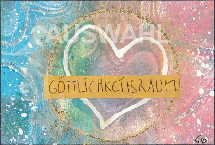 farbig gestaltete Karte mit dem Wort Göttlichkeitsraum