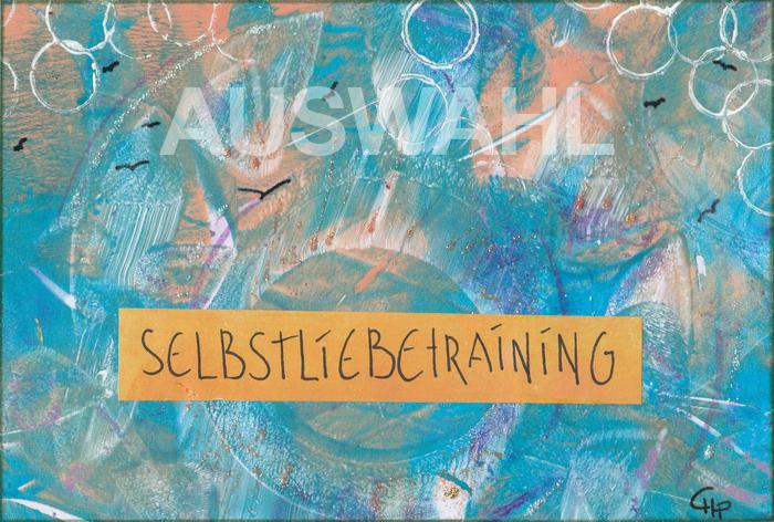 farbig gestaltete Karte mit dem Wort Selbstliebetraining